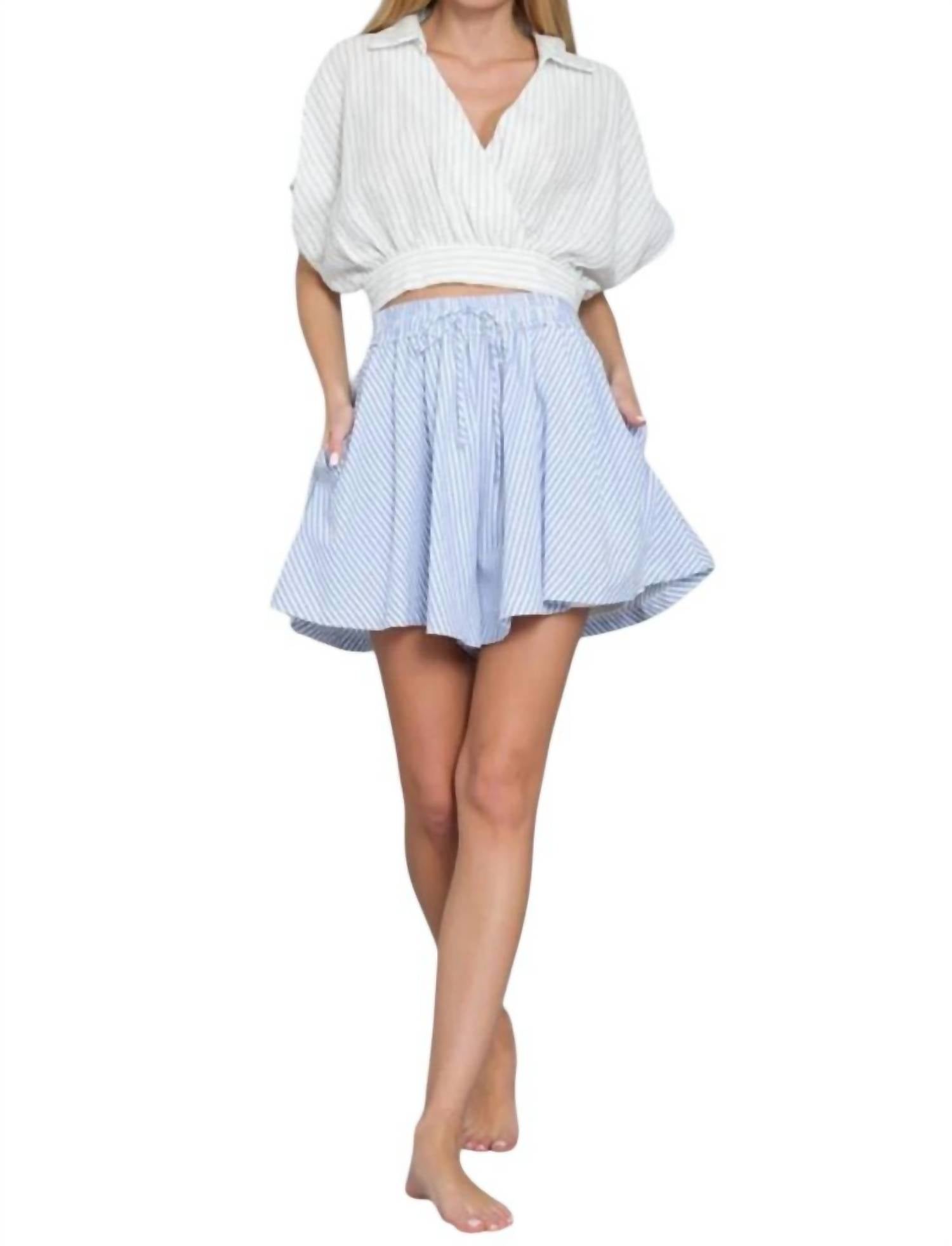 Aakaa - Marina Surplice Stripes Crop Top