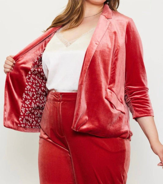 Skies Are Blue - Velvet Ruched Blazer