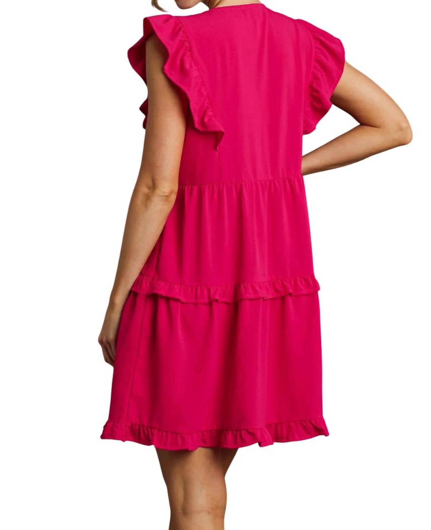 Umgee - Ruffle Tiered V-neck Dress