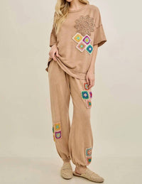 J.Her - Crochet Detail Short Sleeve Set