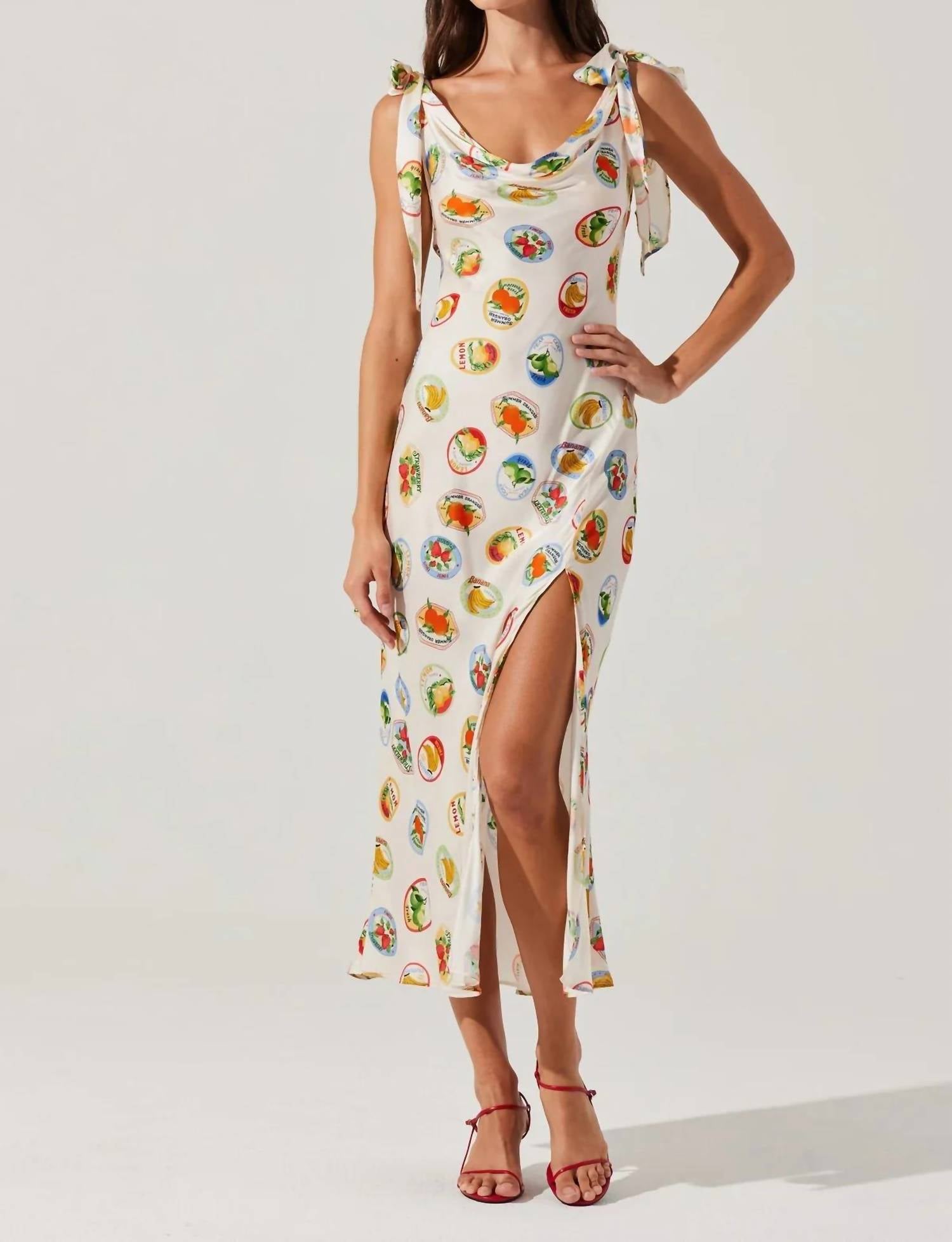 Astr - Allexina Satin Cowl Neck Midi Dress