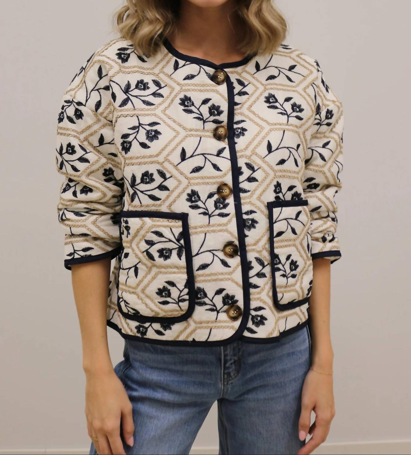 Entro - Portman Quilted Embroidered Floral Jacket