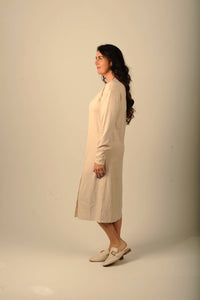 Doe and Rae Oat And Honey Button Down Midi Dress in beige - women's dress - alternate view