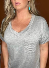 Blumin Basic Oversized Fit Tee in grey - women's t-shirt - detail view