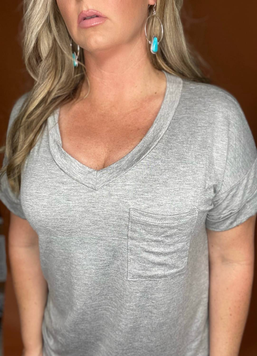 Blumin Basic Oversized Fit Tee in grey - women's t-shirt - detail view