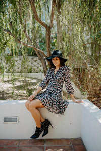 Mable - Get A Bloom Floral Lace Up Mini Dress