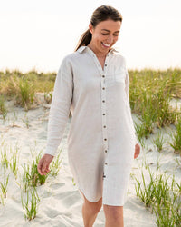 Line In The Sand - Coastal Linen Mini Shirt Dress