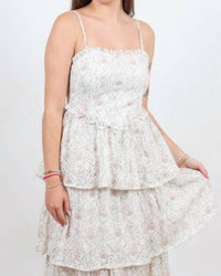 Peach Love - Eyelet Ruffle Layered Maxi Dress
