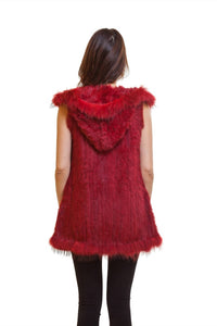 Love Token - Long Fur Vest with Hood