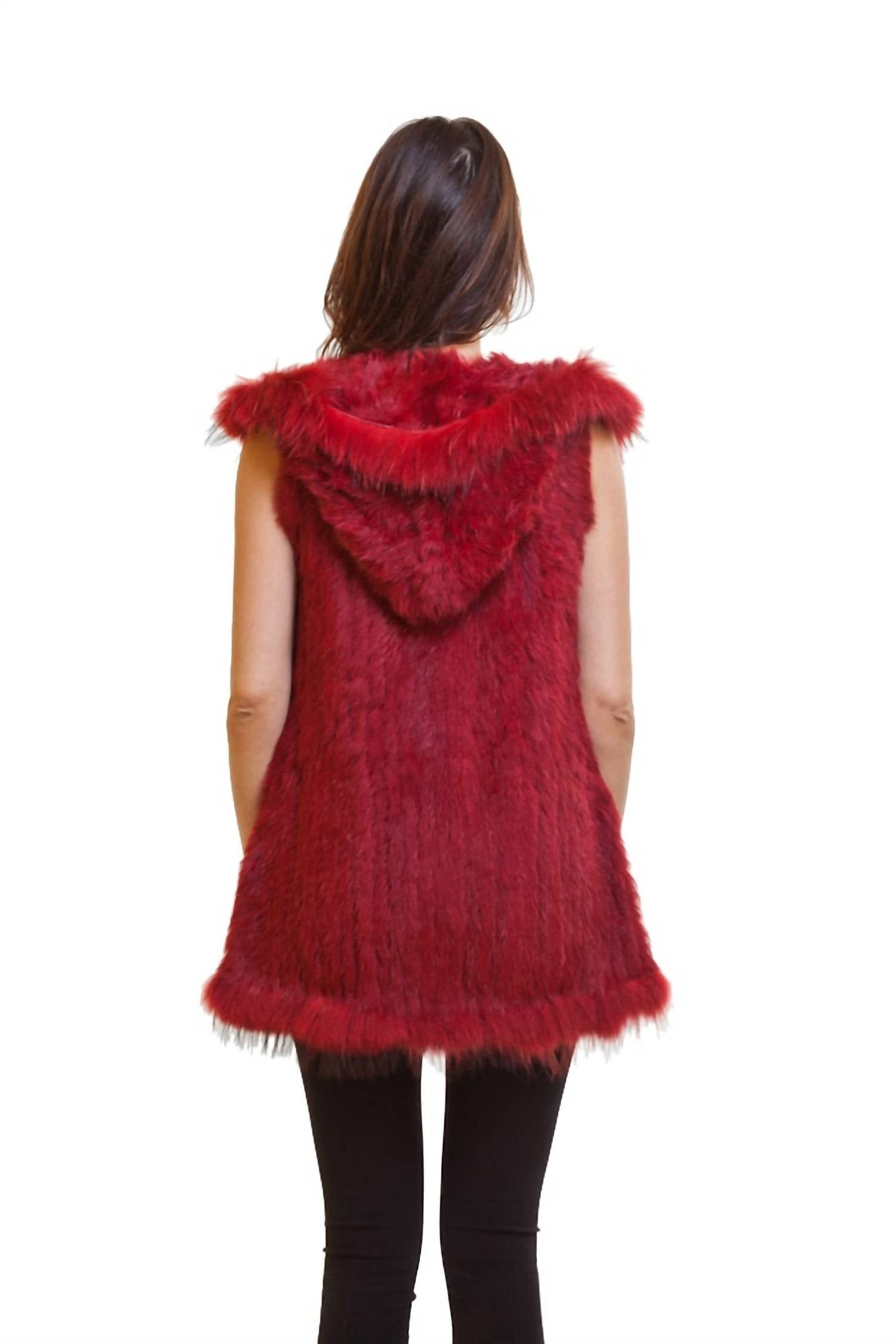 Love Token - Long Fur Vest with Hood