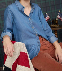 Blu Pepper - Chambray 3/4 Tab Sleeve Shirt