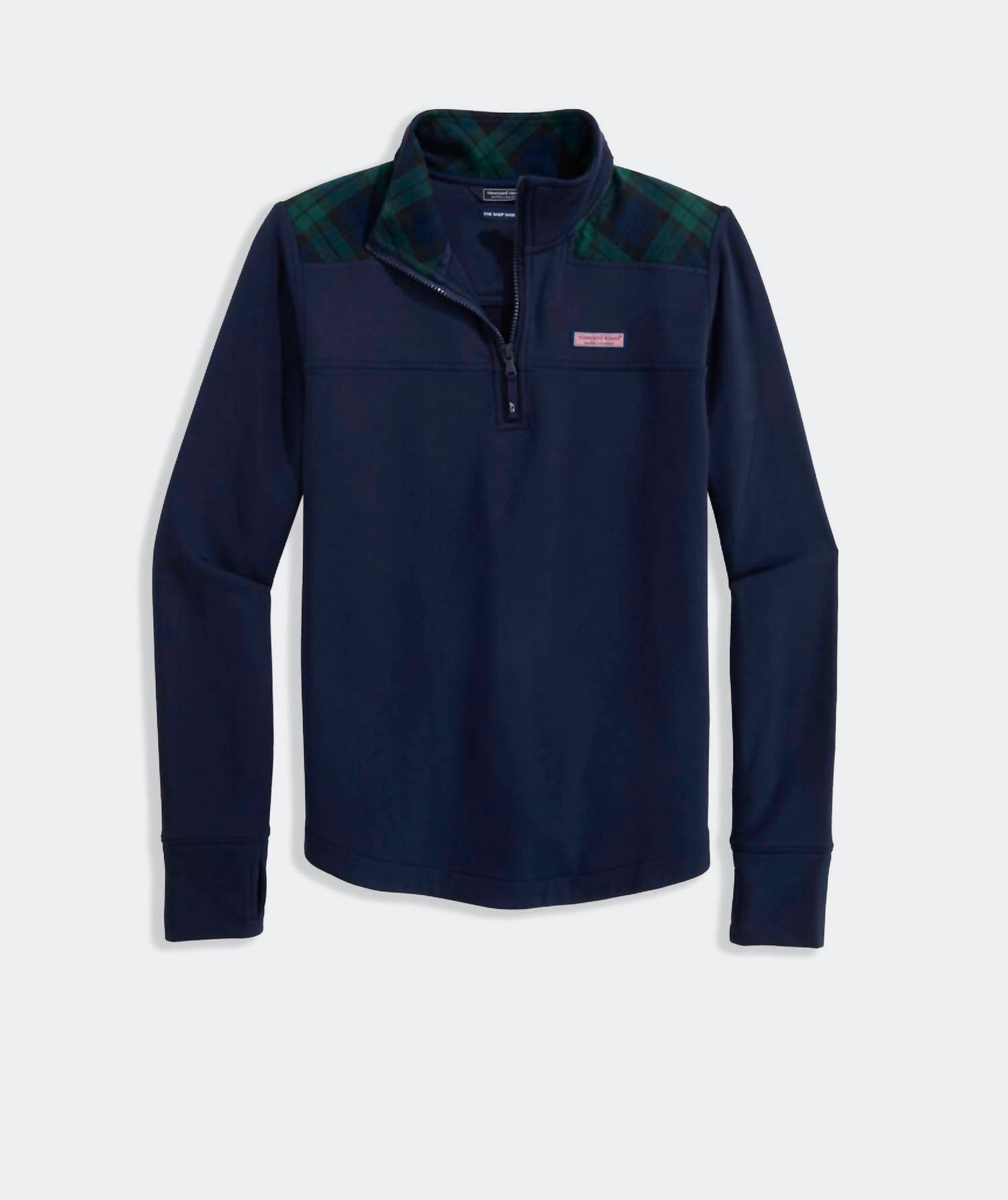vineyard vines Dreamcloth Plaid Shoulder Shep Shirt in nautical navy - women's top - detail view