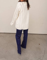 Cozy Co. - Cableknit Lace Up Sweater