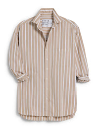 Frank & Eileen Women's Oversized Button Up Shirt in multi sand stripe - women's shirt