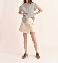 Cartolina Nantucket Elisa Asymmetrical Skort in ivory - women's shorts - detail view