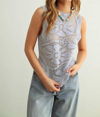 Miou Muse - Floral Knitted Sleeveless Top
