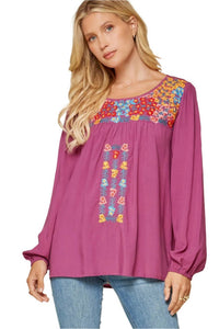 Andree By Unit - Embroidered Balloon Sleeve Blouse