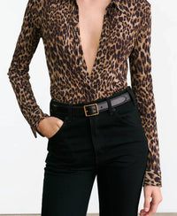 NILI LOTAN Celestine Shirt in vintage leopard - women's shirt