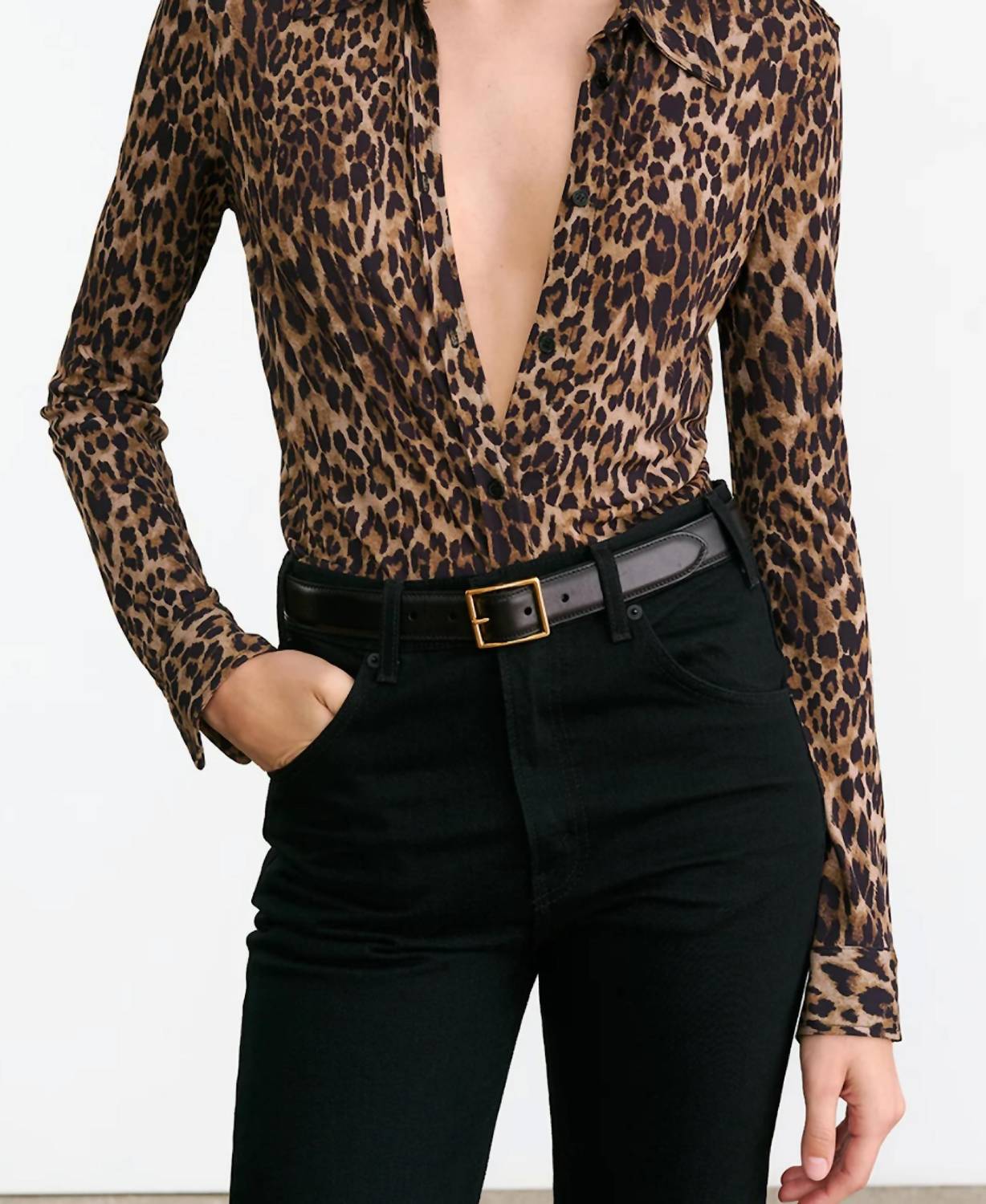 NILI LOTAN Celestine Shirt in vintage leopard - women's shirt