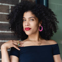 Gold & Honey - Women's Lucite Bamboo Hoop Earrings