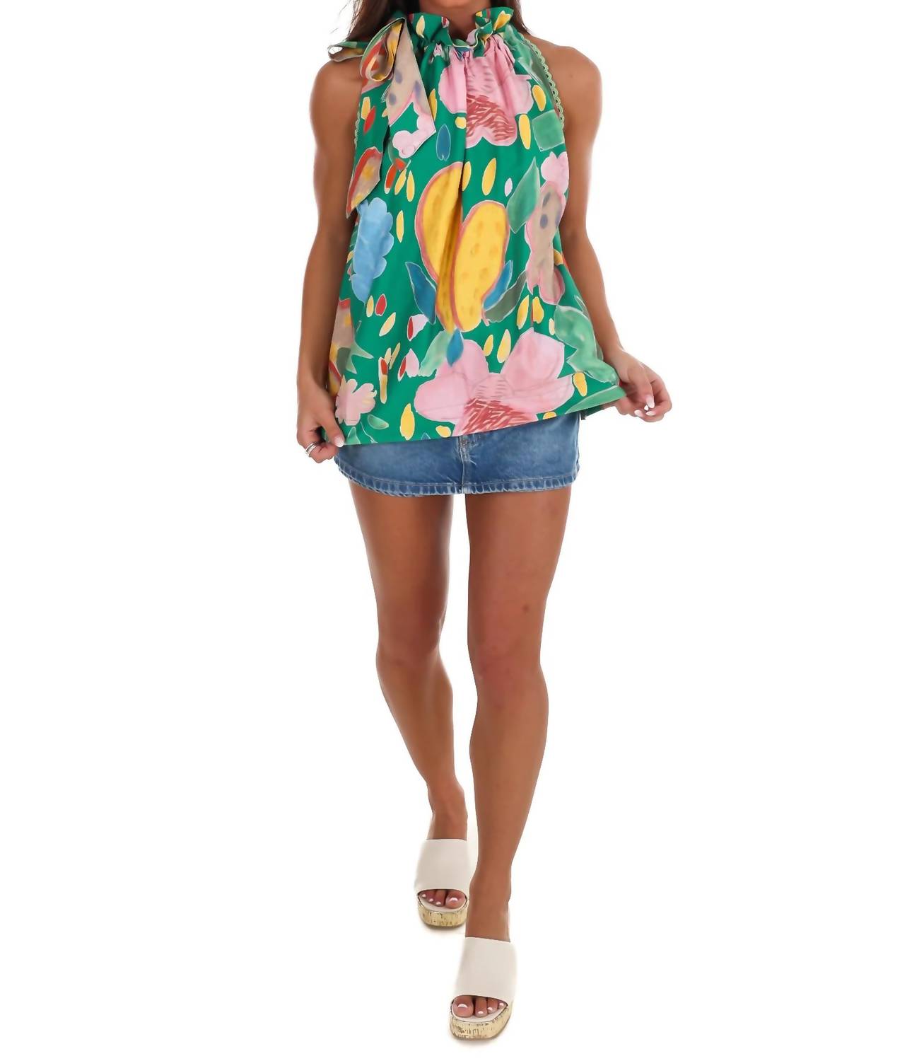 Umgee - Women's Blooming Beauty Floral Halter Neck Top
