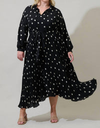 SUGARLIPS Kaline Polka Dot A-line Midi Dress in ivory black - women's dress