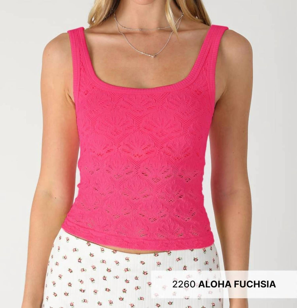 Nikibiki - Flock Floral Textured Lace Tank