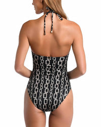 L'Agence - Emila Geo Halter Bandeau One Piece Swimsuit