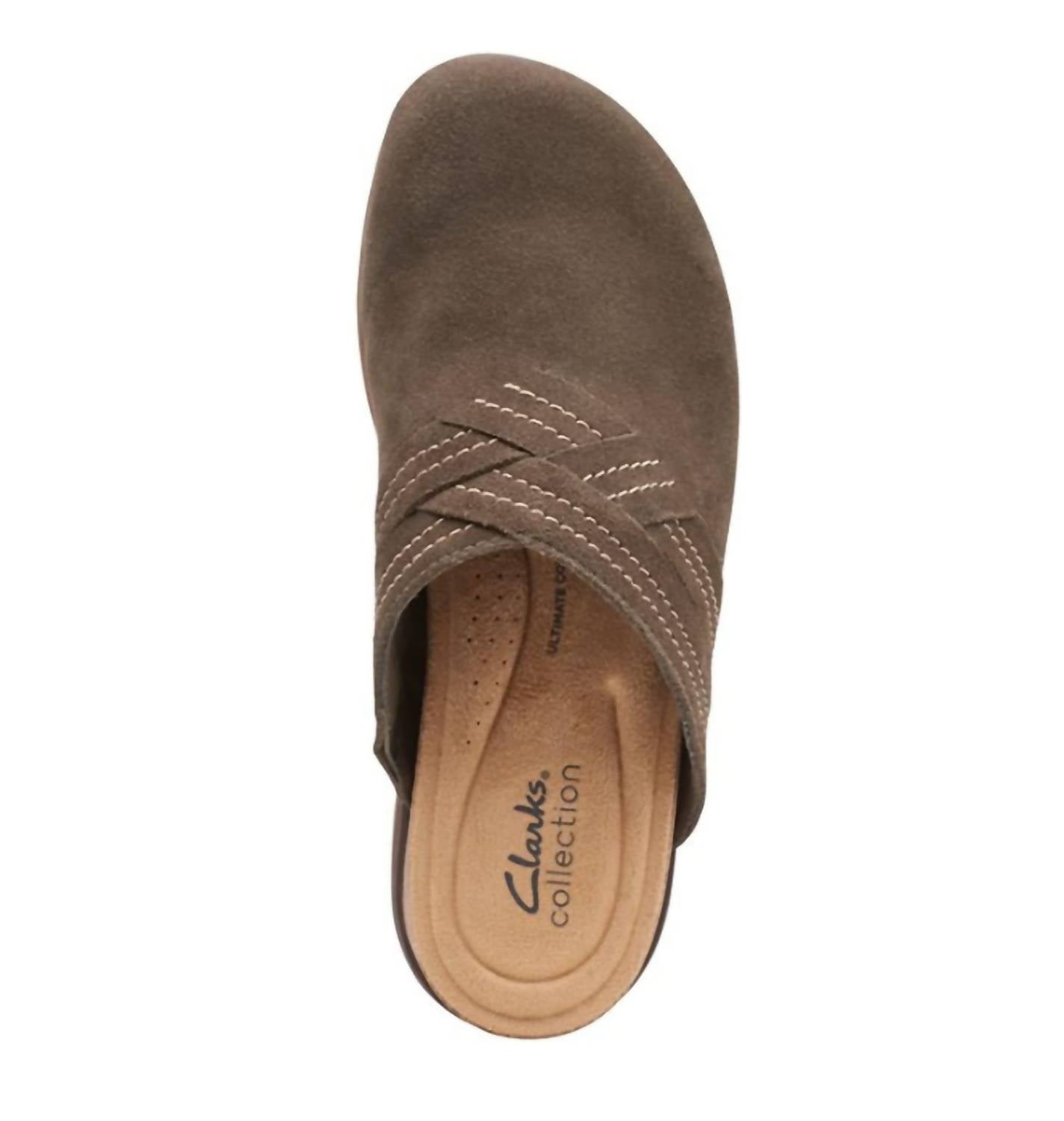 Clarks Women's Brynn Glide Clog in dark olive suede - women's shoe - view 6