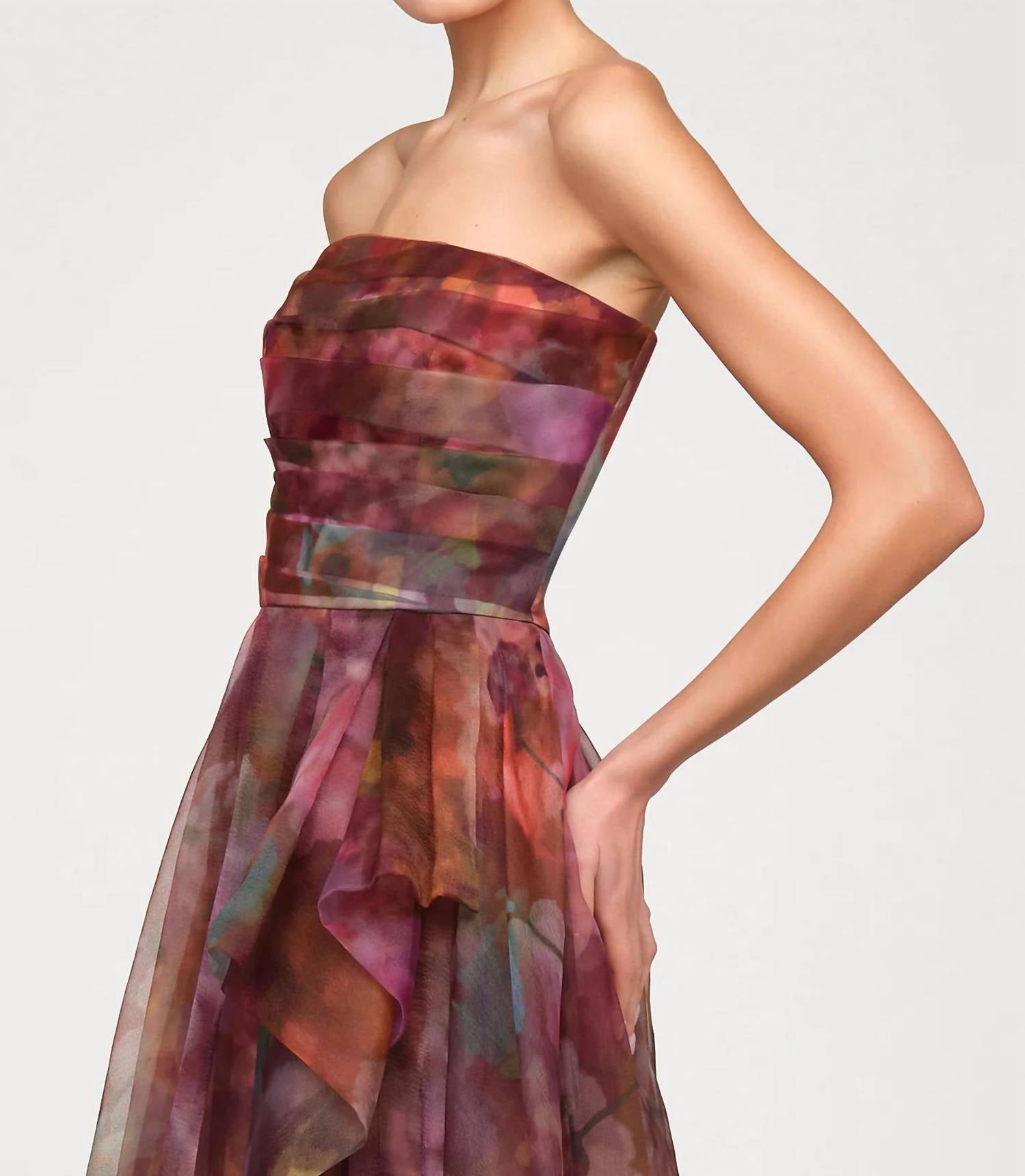 Theia - Fahreta Strapless Draped Gown
