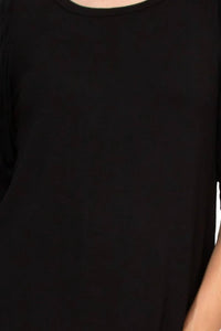 Joan Vass - Short Shirred Sleeve Shirttail Hem Blouse
