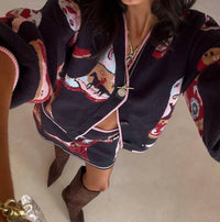 never fully dressed Cowboy Boots Cardigan in navy - women's cardigan - detail view