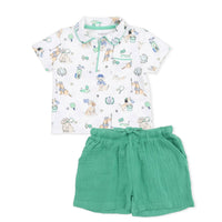 Angel Dear - Kids Country Club Dogs Polo With Casual Short Set