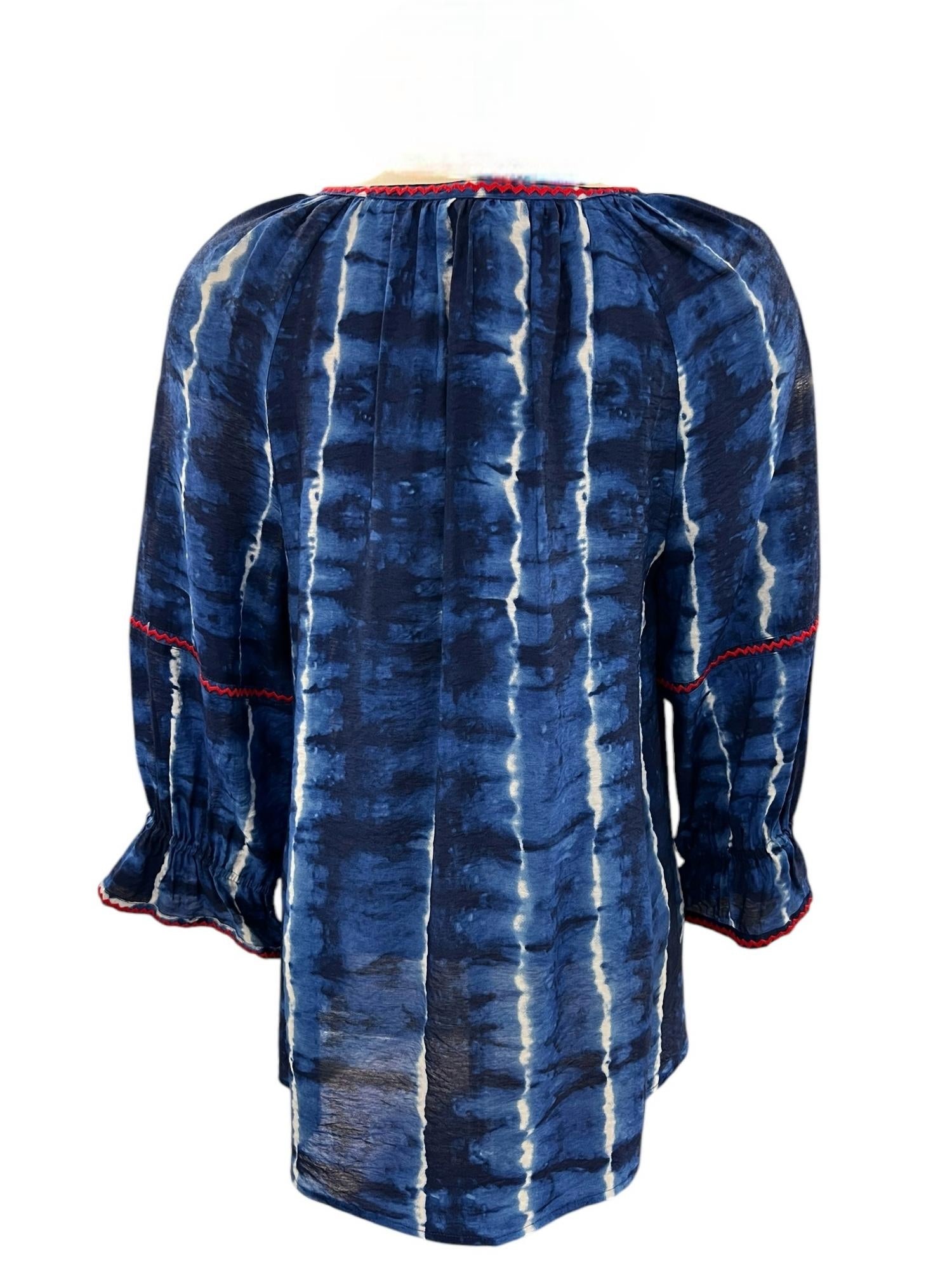 Multiples - Women's Tye Die Embroidered Peasant Top