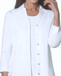 E.L.I. Three Quarter Sleeve Button Down in white - women's jacket - detail view