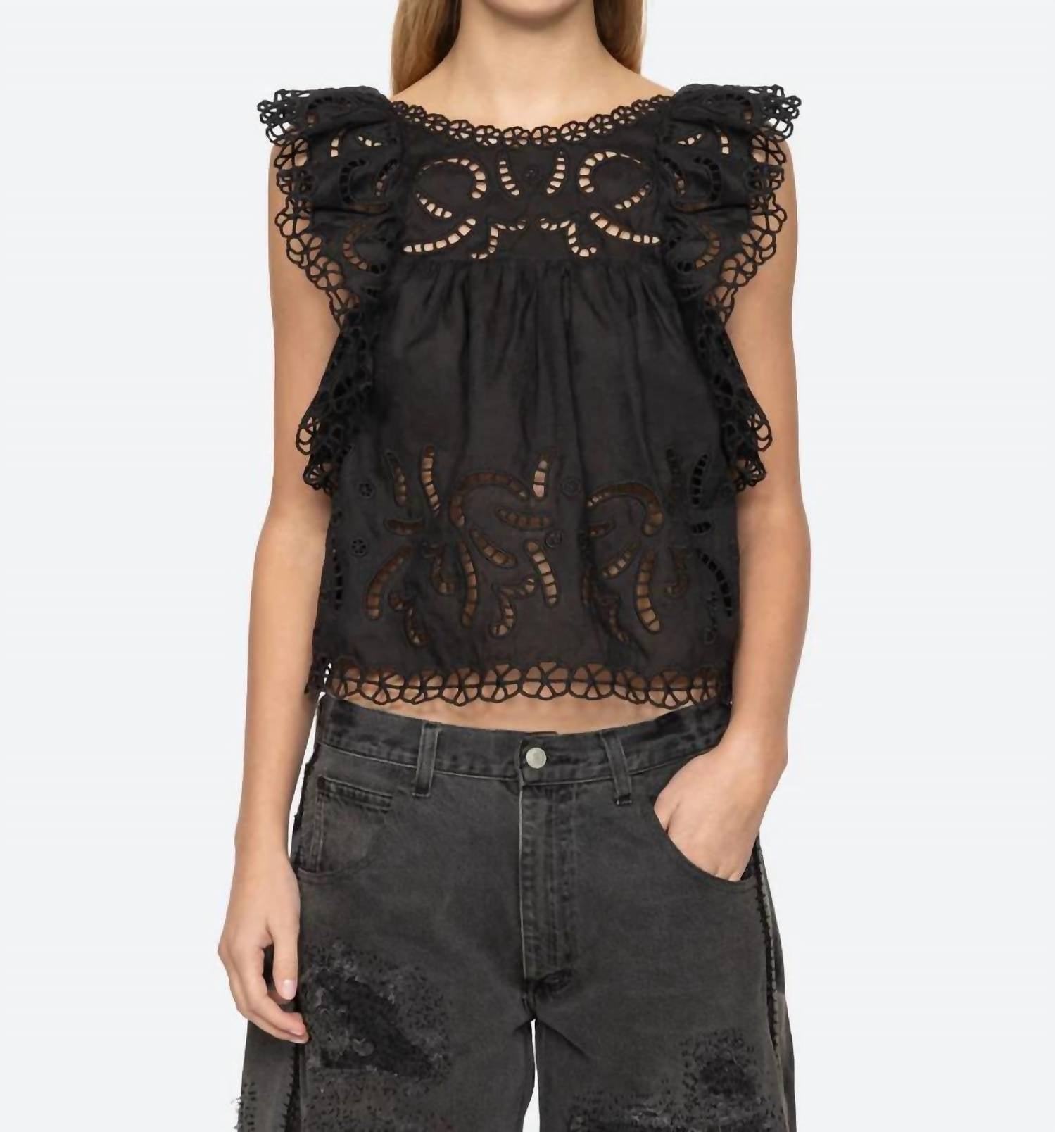 Sea - Marja Embroidery Flutter Tank Top