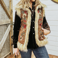 Tasha Polizzi - Chateau Embroidered Faux Suede And Fur Vest