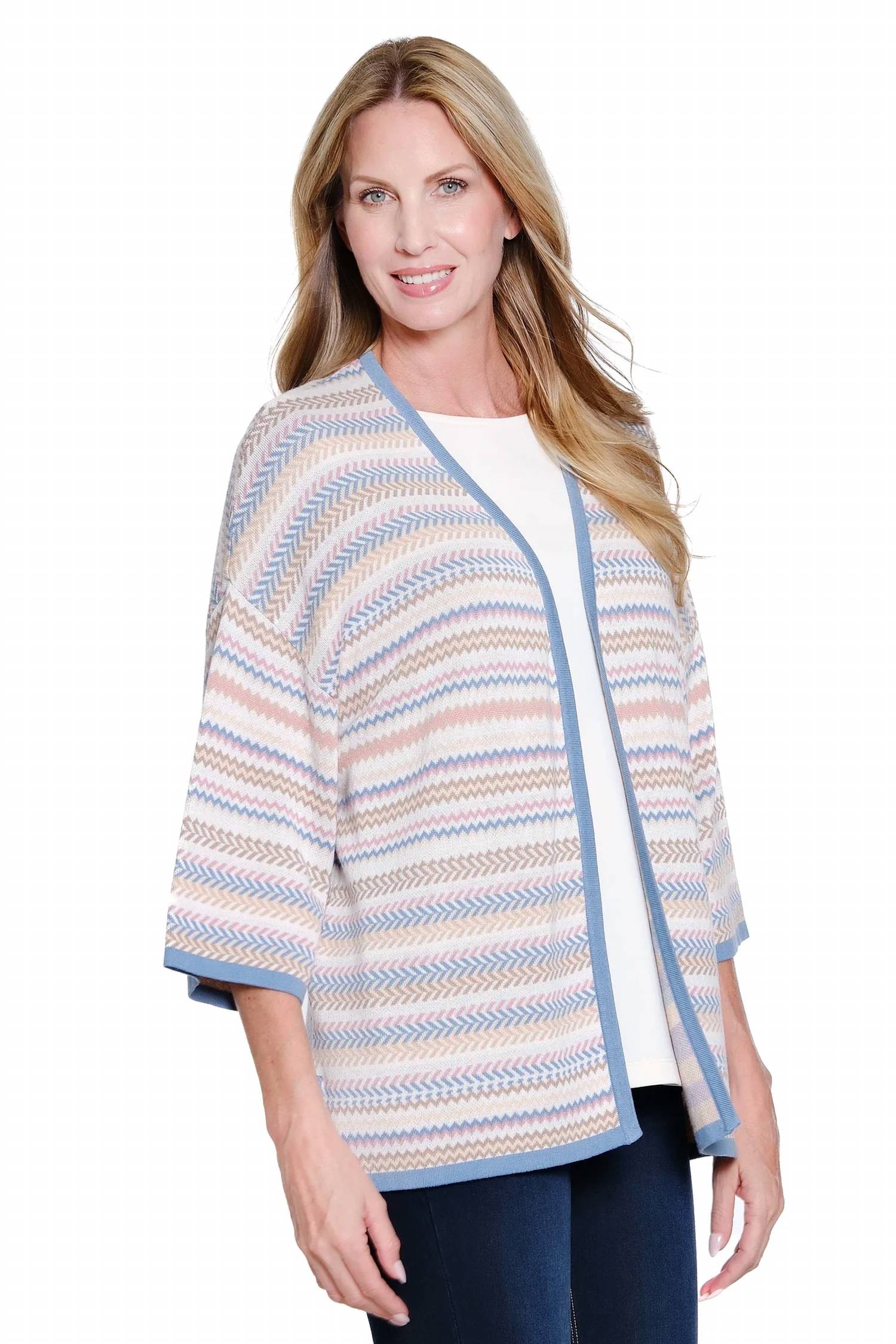 Multiples - Drop Shoulder Open Front Sweater Jacket