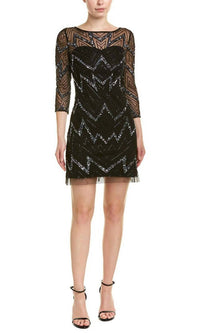 Aidan Mattox - Women's Illusion Embellished Mesh Dress