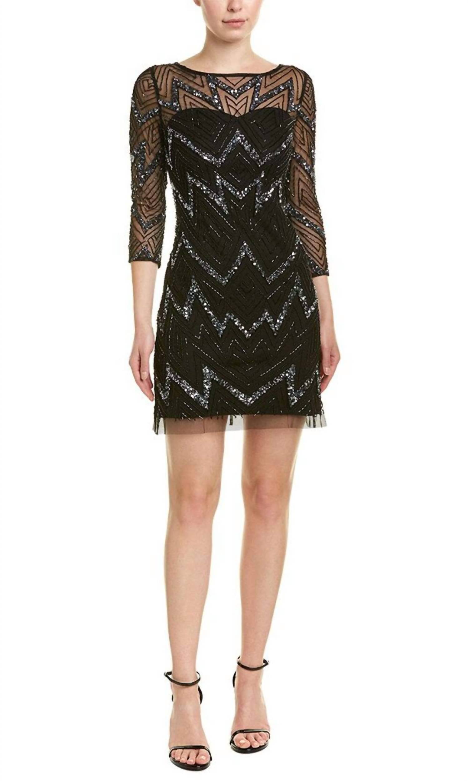 Aidan Mattox - Women's Illusion Embellished Mesh Dress