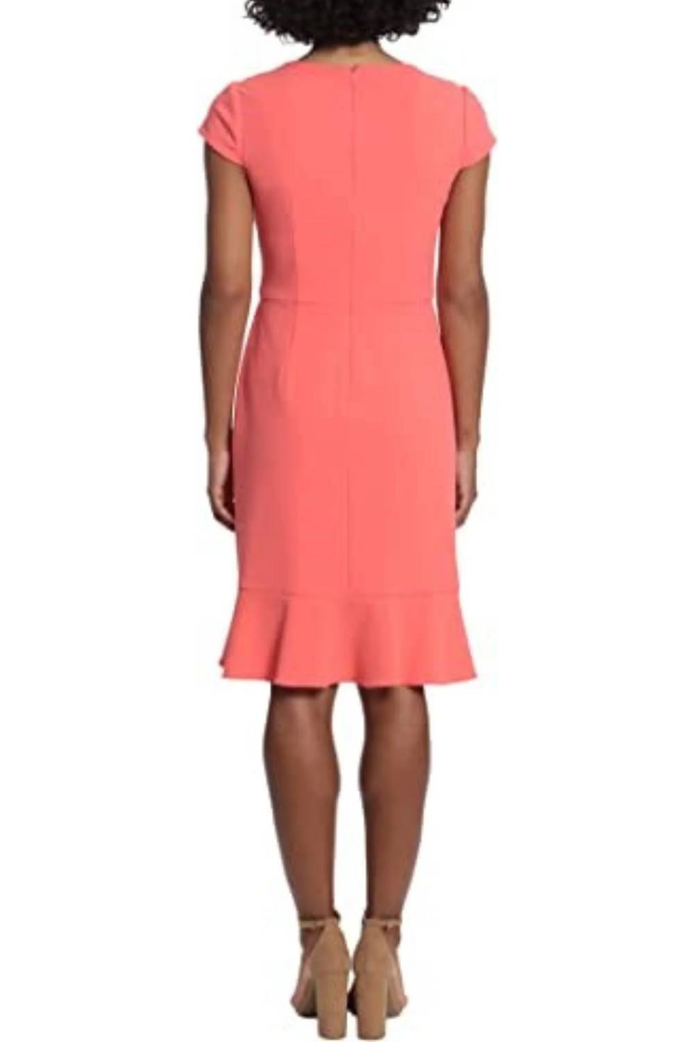 London Times - Surplice Neck Ruffle Drape Skirt Sheath Dress