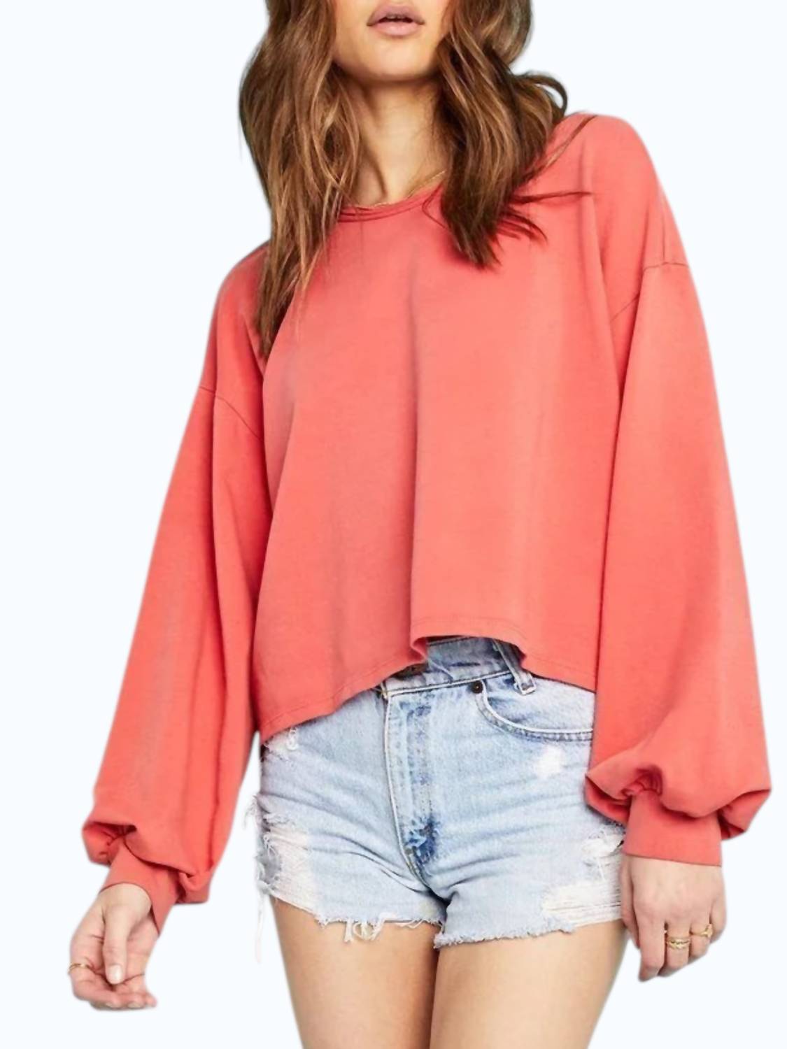PROJECT SOCIAL T Baylee Cutout Back Sweatshirt in orange - women's top