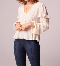 B.O.G. Collective - Sandy Ruffle Long Sleeve Button Blouse