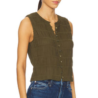 FRAME Smocked Tank Top in juniper - women's tank top - alternate view