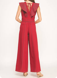 Strut & Bolt - Top Stitch Detail Wide Leg Trousers