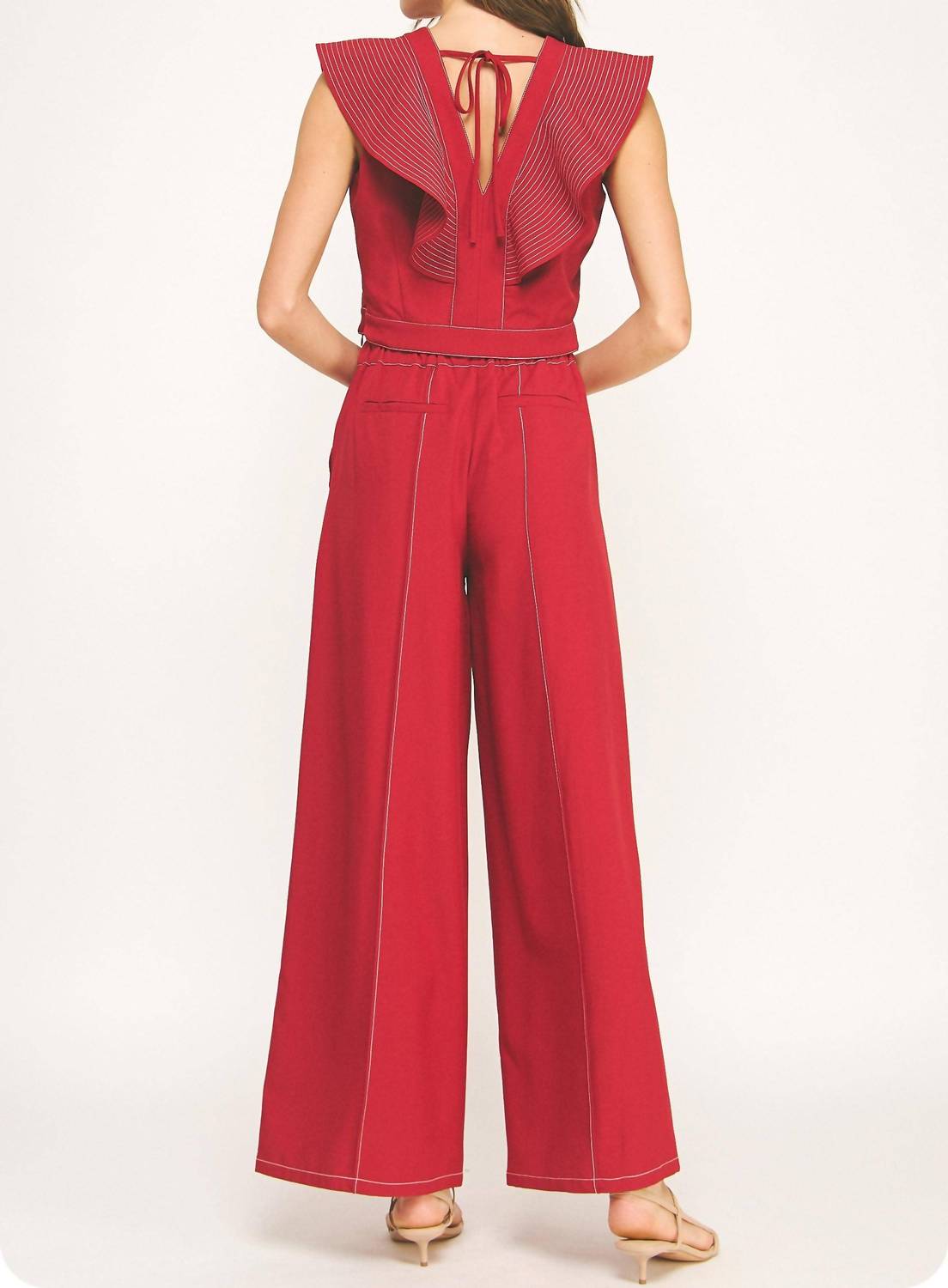 Strut & Bolt - Top Stitch Detail Wide Leg Trousers