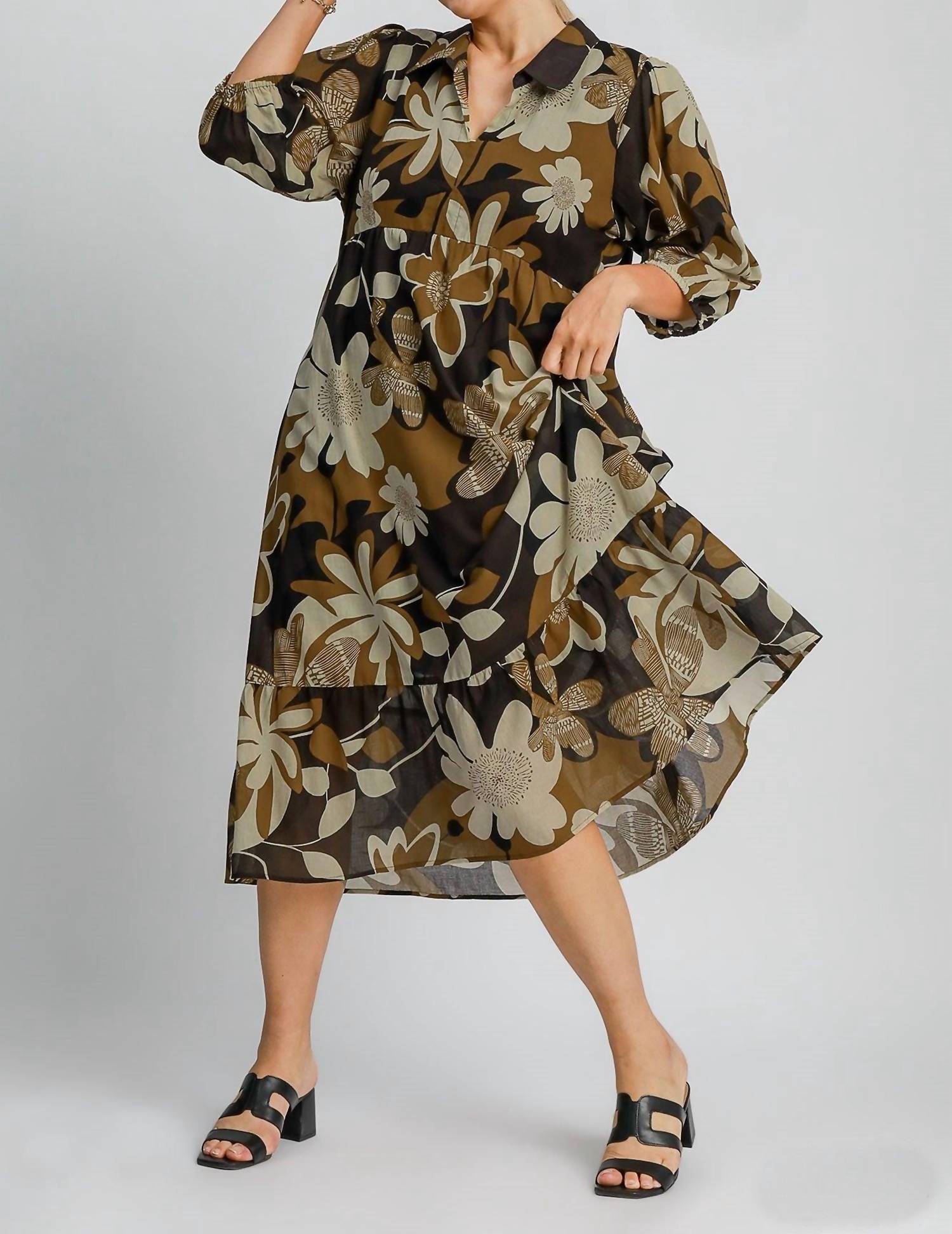 Umgee - Floral Print Midi Dress