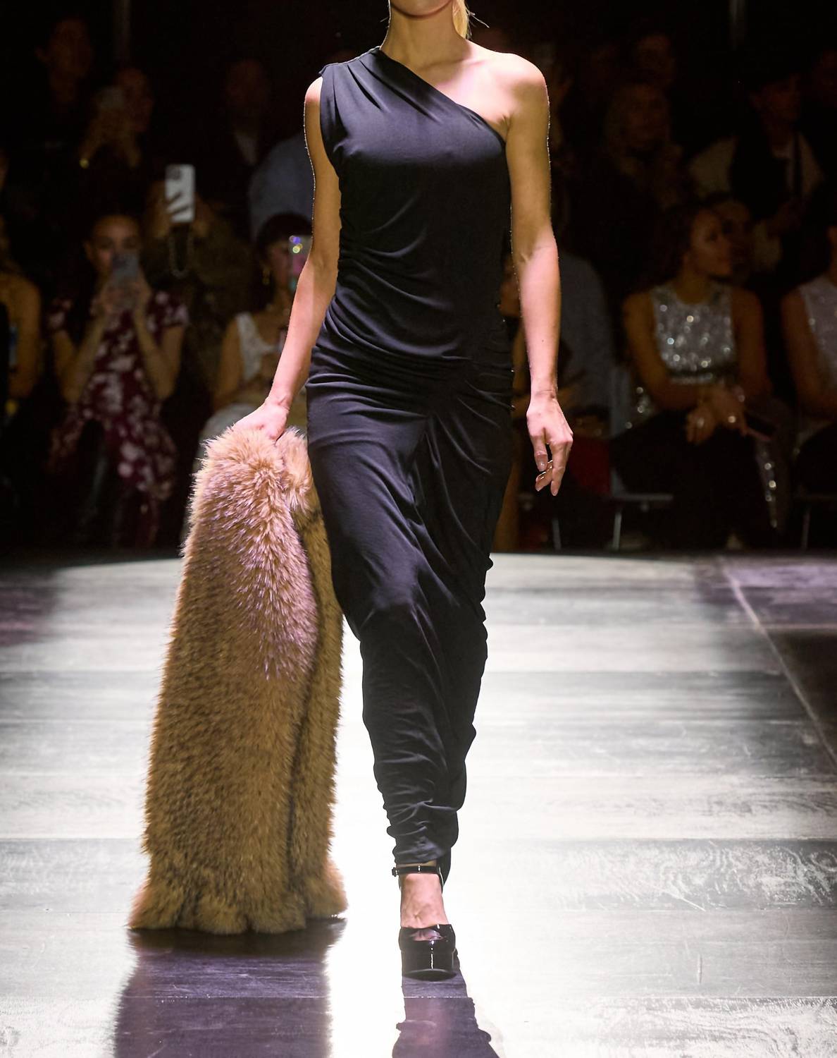 ROTATE Draped One Shoulder Maxi Dress in black - women's dress - view 4
