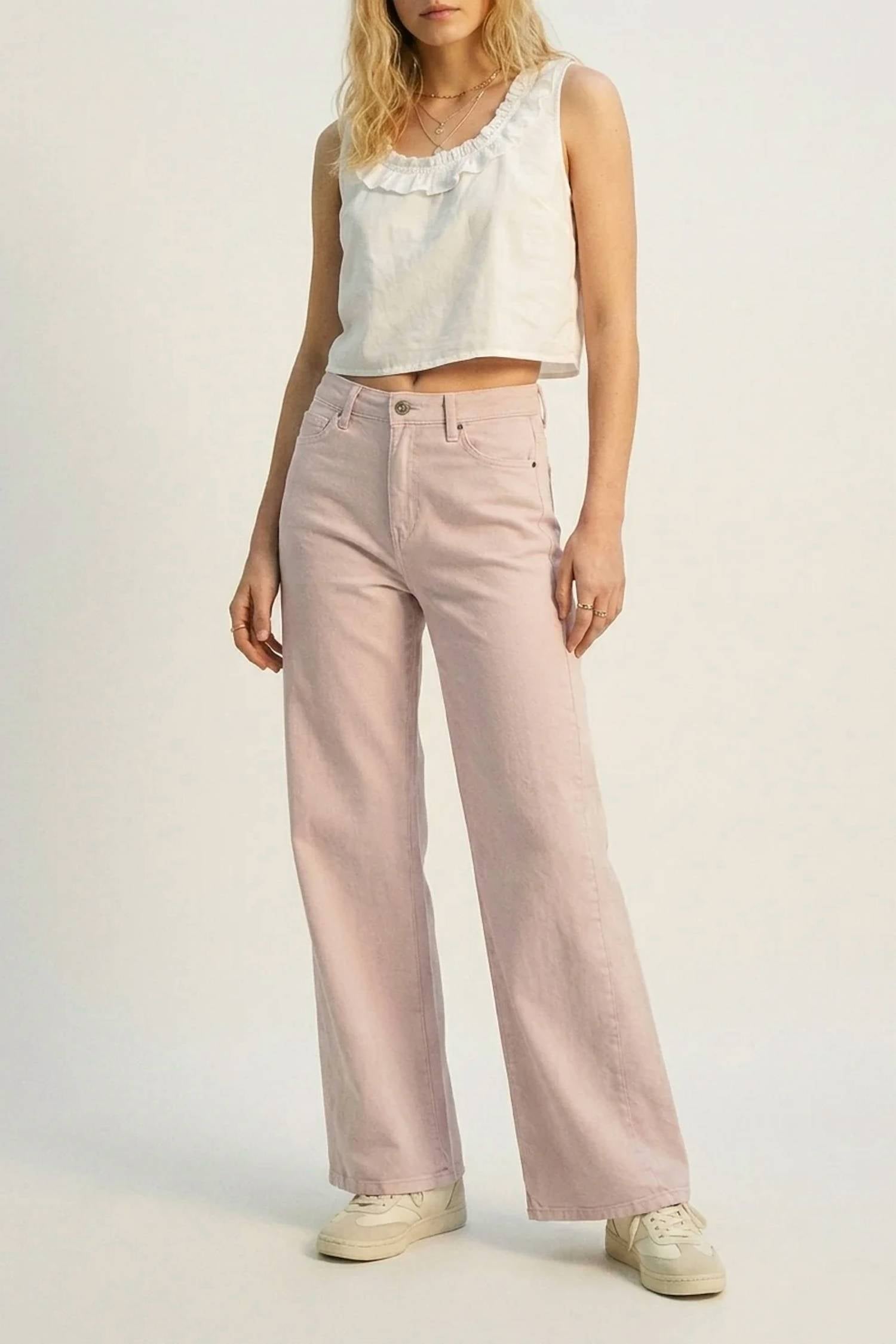 Q2 - Wide Leg Trousers With Twill