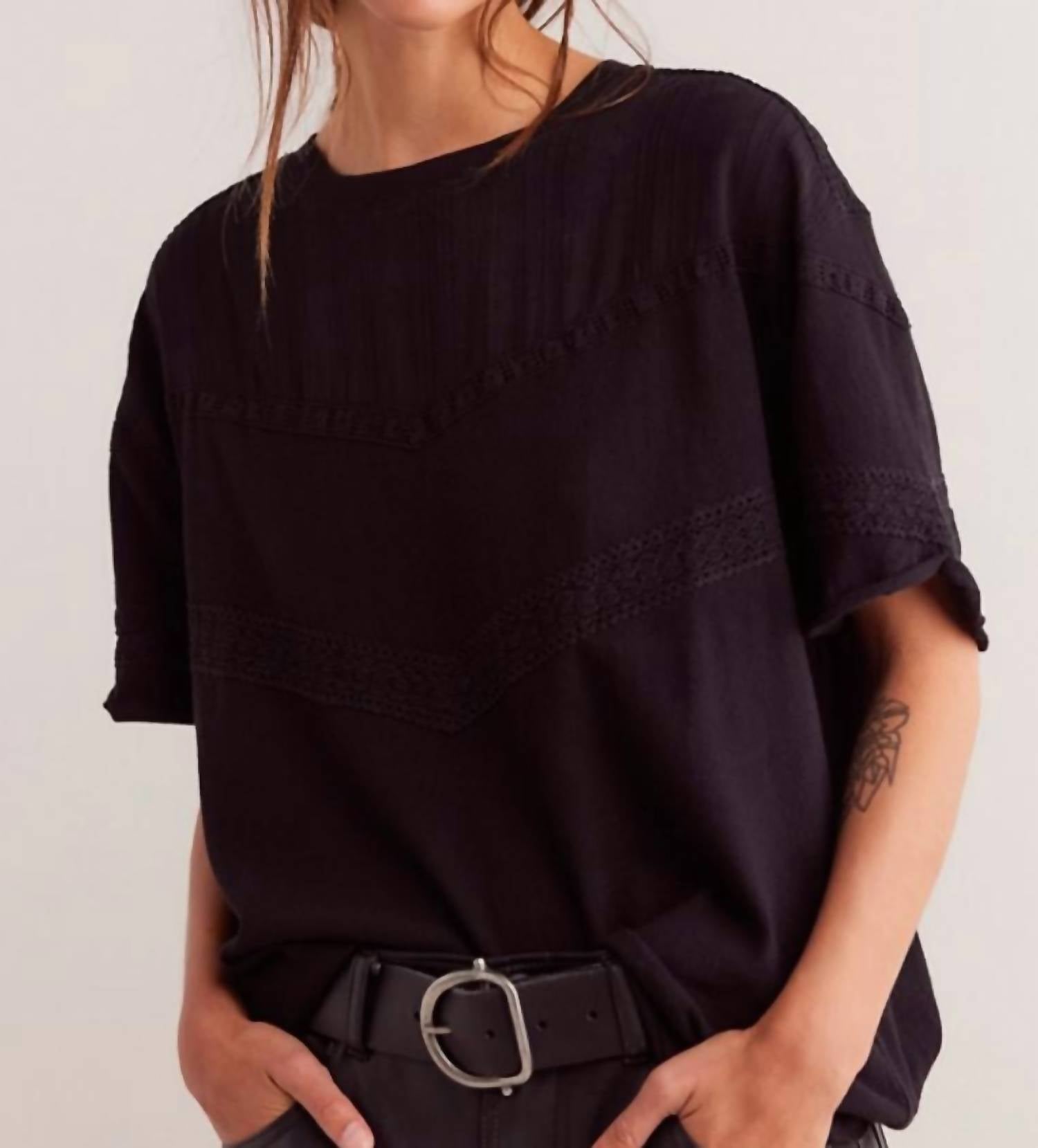 Free People - Giana Lace Trim Tee
